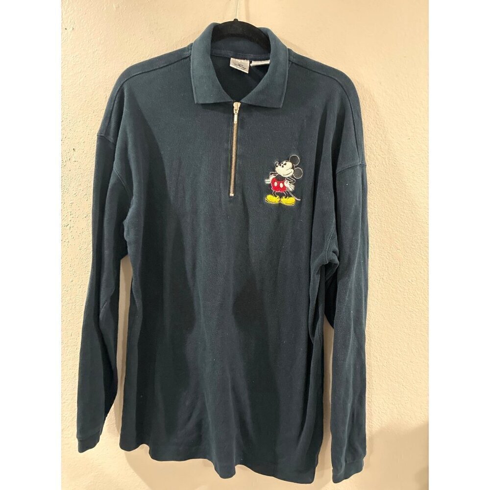 The Disney Store Long Sleeve Vintage Mickey Polo Shirt cotton blue size large